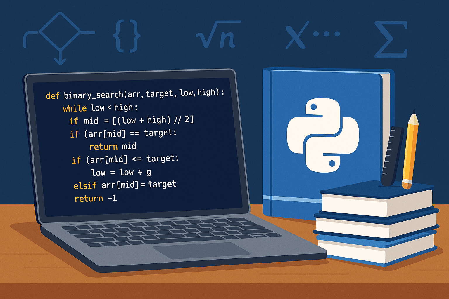 Student learning Python programming and algorithms